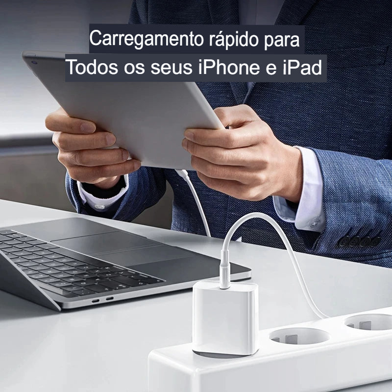 Carregador Rápido para iPhone Cabo + Fonte 30W